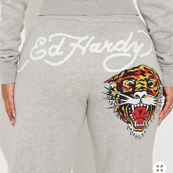 Ed Hardy Gray Sweatpants and Cropped Hoodie Set - Picture 3 of 4